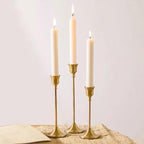 Candlestick Holders, Taper Candle Holders Set of 6, Vintage Candle Holder Decor for Table Centerpiece, Fireplace Mantel, Weddings & Housewarming (Brass Gold, 6 pcs)
