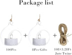 Sziqiqi Hanging Glass Globes Orbs Tea Light Candle Holders with Flameless LED Tealight for Wedding Ornaments, Wedding Birthday Christmas Party Centerpiece Accessory 2.36inch 100pcs +8 Extra