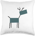 Cute Scandinavian Animals Designs Chic Deer Moose Scandinavian Elk Minimalism Reindeer Throw Pillow, 16x16, Multicolor