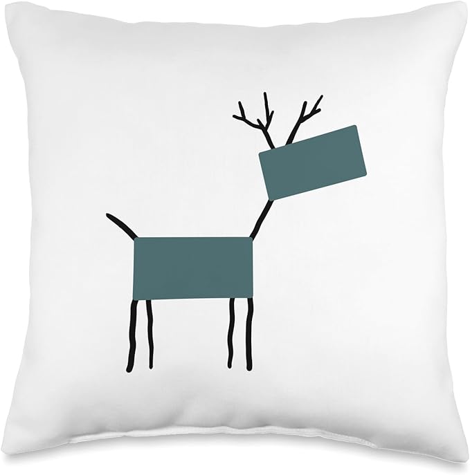 Cute Scandinavian Animals Designs Chic Deer Moose Scandinavian Elk Minimalism Reindeer Throw Pillow, 16x16, Multicolor