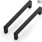 JOY DECOR 30 Pack Cabinet Handles, Black Cabinet Pulls, 6-1/4 Inch Kitchen Closet Handles Square Drawer Pulls Stainless Steel Drawer Hardware, 160mm Hole Centers