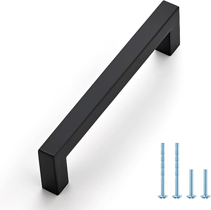 Ravinte 1 Pack Black Cabinet Pulls 5 Inch Square Kitchen Cabinet Handles Matte Black Kitchen Hardware for Drawer Pulls Drawer Handles Come with Screwdriver