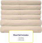 Twin XL Size Bed Sheets - 4 Piece 1500 Supreme Collection Fine Brushed Microfiber Deep Pocket Twin X-Large Sheet Set Bedding - 1 EXTRA PILLOW CASES, GREAT VALUE, Twin XL, Beige
