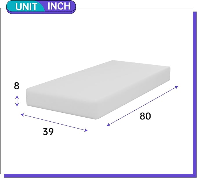 PayLessHere 8 Inch Twin XL Gel Memory Foam Mattress Fiberglass Free/CertiPUR-US Certified/Bed-in-a-Box/Cool Sleep & Comfy Support(Twin Extra Large)