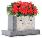 Christmas Cemetery Decorations for Grave Headstone Flower Saddle Artificial Flower Saddles Red Poinsettia Outdoor Memorial Headstone Realistic Bouquet(Red,Classic Style)