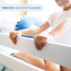 Max & Lily Bunk Bed Twin Over Full Size with Ladder, Solid Wood Platform Bed Frame with Ladder for Kids, 14" Safety Guardrails, Easy Assembly, No Box Spring Needed, Blue