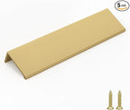 goldenwarm 5 Pack Gold Finger Edge Pulls Drawer Finger Pulls Champagne Gold Kitchen Hardware Handles Bedroom Dresser Drawers,6-1/4 in Hole Center