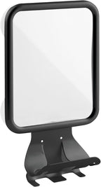 mDesign Large Modern Metal Suction Shaving Mirror Center for Bathroom Showers and Tubs - Holders for Shaving Cream and Razors - Matte Black
