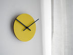 Small Round Wooden Wall Clock Minimalist Scandinavian Design Silent Non Ticking Quartz Movement Modern Yellow Poplar Wood for Kitchen Bedroom Office