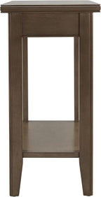 Leick Home Laurent 12 in. Narrow End Side Table, Solid Wood with Shelf, Smoke Gray, 10505-GR