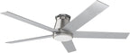 wurzee 60 inch Flush Mount Ceiling Fan Brushed Nickel ceiling fans with lights 6 Speeds DC Reversible Motor, Timing, Dimmable, 5 Blades for Bedroom,Living Room Dining Room Patio