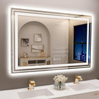 LED Bathroom Mirror, 40"X28" with Front and Backlit, Anti-Fog, Bathroom Vanity Mirror for Wall, Memory Function, Stepless Dimmable, Tempered Glass (Horizontal/Vertical)