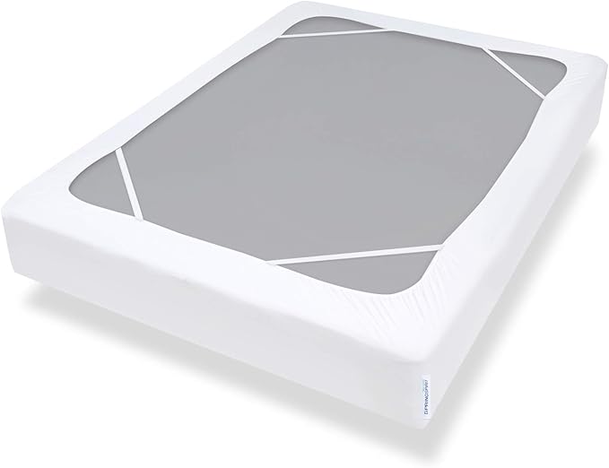 Box Spring Cover King Size with Smooth and Elastic Woven Material, Alternates for Bed Skirt, Wrinkle & Fading Resistant, Washable, Dustproof, White