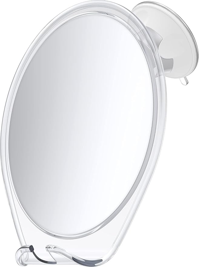 HONEYBULL Fogless Shower Mirror with Suction Mount & Swivel – Anti-Fog Acrylic Bathroom Mirror for Shaving – Built-in Razor Holder, Easy Install, Home Shower Accessory (Extra-Large)