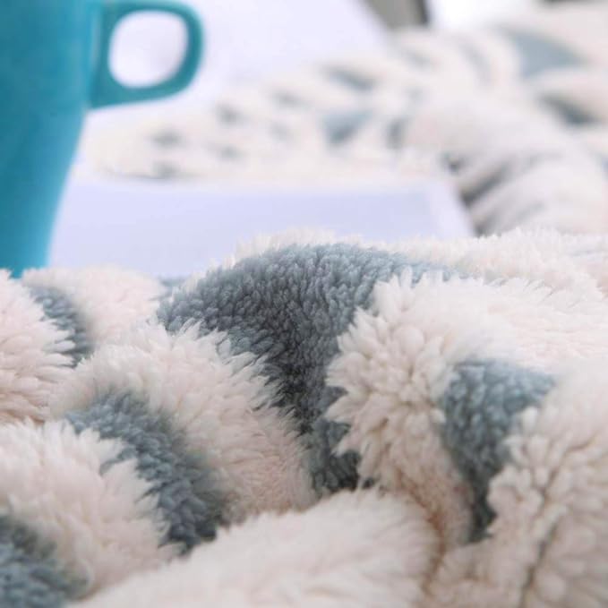 LOMAO Sherpa Fleece Blanket Fuzzy Soft Throw Blanket Dual Sided Blanket for Couch Sofa Bed (Light Blue, 60''x 80'')