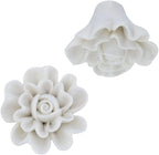 4PCS 1.57" × 1.14" Ceramics White Rose Knobs Flower Shaped Drawer Pulls for Cupboard with 2 Kinds of Screws