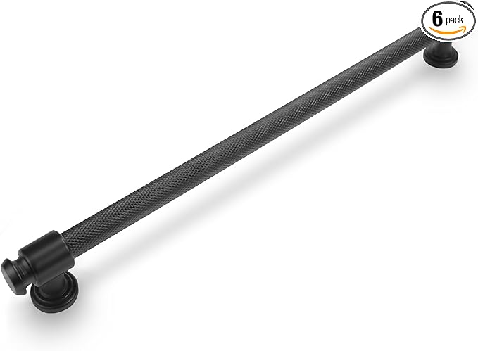 6 Pack Matte Black Cabinet Handles and Drawer Pulls - 12-3/5 inch (320mm) - Black Kitchen Cabinet Hardware