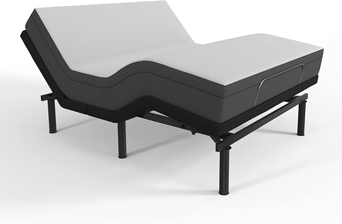 Blissful Nights e3 King Adjustable Bed Base Frame with 10" Medium Firm Gel Infused Memory Foam Mattress