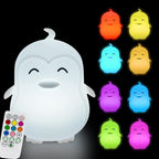 Large Penguin Night Lights for Babies Bedroom Light, lamp Kids, Toddler Nursery lamp Soft Decorative Lamps - Break Resistant, Eye Caring, Adjustable Brightness & Color, Time Setting - Large