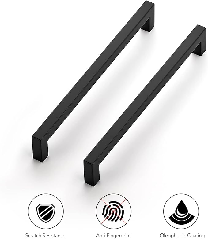 Ravinte 20 Pack Square Cabinet Handles - Matte Black Drawer Pulls - 8-4/5 Inch Kitchen Cabinet Hardware