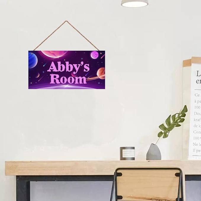 Personalized Universe Sign Funny Aerospace Themed For Kids Room Boys Bedroom Door Decor,Custom Name Wall Decor Decorative Plate for Nursery Girls Room