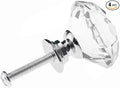 Joyhey 4 Pack 30 mm Diamond Shaped Glass Crystal Knobs with 3 Size Screws for Cabinet, Drawer, Cupboard, Dresser