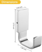 BESy Brass Clothes Hook Single Towel Hook for Bathroom Kitchen Garage Square Style Robe Hooks Coat and Hat Hook, Self Adhesive with Glue or Wall Mounted with Screws, Polished Chrome