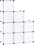 C&AHOME Cube Storage Organizer with Doors, 9-Cube Shelves, Closet Cabinet, DIY Plastic Modular Bookshelf Ideal for Bedroom, Living Room, 36.6”L x 12.4”W x 36.6”H White USBTM3009B-DOOR