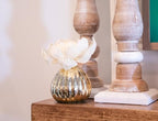 Bridgewater Candle Welcome Home Flower Diffuser | Cinnamon, Plum, Apple Scented Diffuser | Metallic Decorative Air Freshener for Home | 8 oz | 60 Day Lifespan