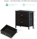 BOLUO Black Nightstand 2 Drawer Dresser for Bedroom,Small Night Stand End Table with Fabric Drawers Modern