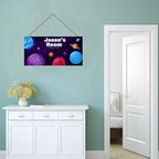Personalized Signs Universe Spacecraft Sign Galaxy Sign For Kids Room Nursery Wall Art Décor Outer Space Theme Wall Decor For Girls Bedroom Boys Room