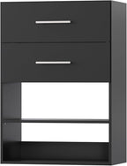 ROOMTEC 25.5" 2 Drawer Short Tower Closet Unit, Modular Closet System with Drawers and Shelf, Wardrobe Organizer for Bedroom or Walk-in Closet, Wall Mounted, Customizable Clothes Storage Unit, Black