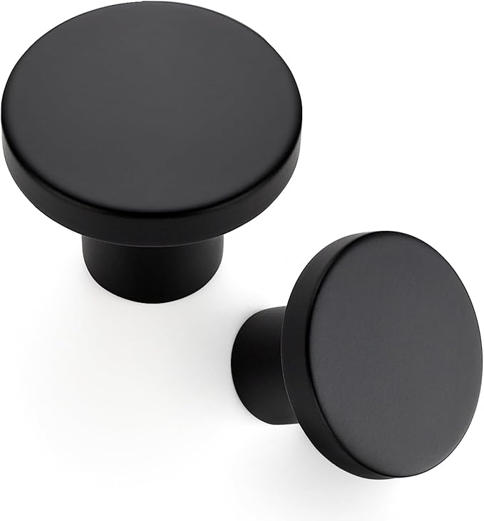 Ravinte 20 Pack Cabinet Knobs Black Kitchen Cabinet Knobs Round Dresser Drawer Knobs Matte Black Drawer Pulls Closet Door Knobs 1-1/5 Inch