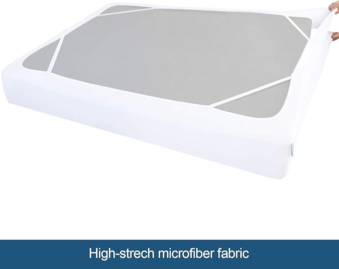 Box Spring Cover King Size with Smooth and Elastic Woven Material, Alternates for Bed Skirt, Wrinkle & Fading Resistant, Washable, Dustproof, White