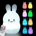 Large Rabbit Night Lights for Kids in Silicone, 9 Colors Baby Bedroom Lighting Children Bedside Table Lamps for Toddlers/Boys/Girls/Adults/Bedroom/Student/Elder/Bathroom/Outdoor - Large