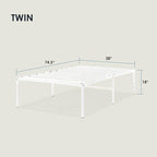 Best Price Mattress 18 Inch Metal Platform Bed Frame, Heavy Duty Steel Slats, White, Twin