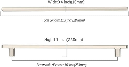 10 Pack 10 Inch(254mm) Kitchen Cabinet Handles Brushed Satin Nickel Cabinet Pulls Kitchen Cabinet Hardware Drawer Pulls for Cupboard Wardrobe