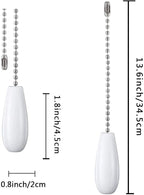 Ceiling Fan Chain Pulls Decorative Extension 12 Inches White Color Wooden Fan Pulls Set Ornaments for Ceiling Light Lamp 4 Pcs －Nickel