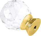 12 Pcs 30mm Round Shape Crystal Glass Cabinet Knobs with Screws Drawer Knob Pull Handle Used for Kitchen, Dresser, Door, Cupboard(Gold B Clear)