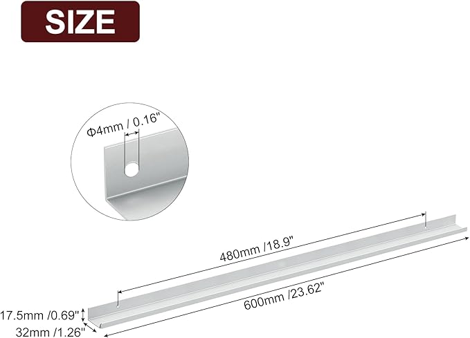 uxcell Cabinet Finger Edge Pull, 5pcs 600mm / 23.62" Aluminum Alloy Back Mount Hidden Cabinet Pulls Concealed Handle for Home Kitchen Drawer Cabinet, Silver