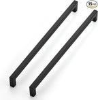 JOY DECOR 15 Pack Cabinet Handles, Black Cabinet Pulls, 12-3/5 Inch Kitchen Closet Handles Square Drawer Pulls Stainless Steel Drawer Hardware, 320mm Hole Centers