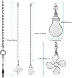 Ceiling Fan Pull Chain Set, 12 Inch Nickel, 4 Pieces Fan and Light Design Extension, for Ceiling Fan and Lighting