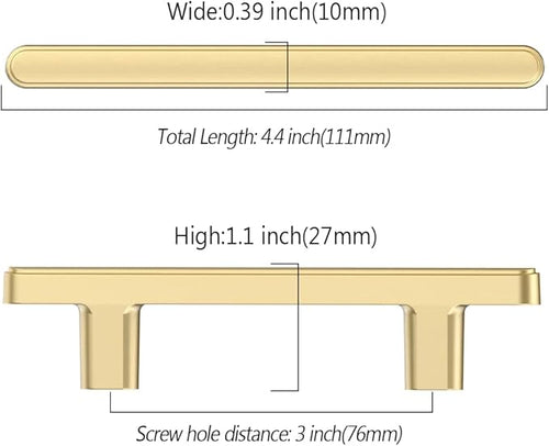 10 Pack 3 Inch(76mm) Kitchen Cabinet Handles Brushed Gold Cabinet Pulls Kitchen Cabinet Hardware Drawer Pulls for Cupboard Wardrobe