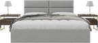 Vänt Upholstered Wall Panels - King/Cal King Size Wall Mounted Headboards - Vintage Leather Light Grey - Twin/King - Set of 4 Panels (Each Individual Panel 39"x11.5")