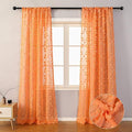 MYSKY HOME Pom Pom Orange Sheer Curtains for Bedroom Girls Room Curtains 72 Inches Long for Nursery Kids Light Filtering Boho Window Drapes, Rod Pocket, 52" Wide, 2 Panels