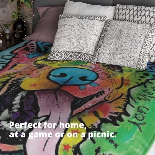 Dawhud Direct Colorful German Shepherd Fleece Blanket for Bed, 50 x 60 Dean Russo German Shepherd Fleece Throw Blanket for Women, Men and Kids - Super Soft Plush Dog Blanket Throw Plush