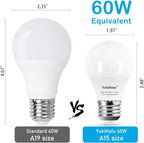 YukiHalu, A15 Appliance Light Bulb, 60W Equivalent for Range Hood/Refrigerator Light Bulb/Ceiling Fan Light, 600 Lumens 7W 120V 2700k Soft White E26 Base, Waterproof, Not Dimmable, 2-Pack