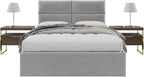 Vänt Upholstered Wall Panels - Queen/Full Size Wall Mounted Velvet Headboards - Velvet Platinum Grey - Set of 4 Panels (Each Individual Panel 30"x11.5")