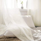 MIULEE Sheer Window Scarf - Extra Long 216 Inch Elegant Valance, Soft Voile Canopy Bed Curtain for Wedding Ceremony & Home Decor, 54x216 Ivory