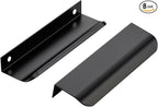 Ravinte Hardware 8 Pack Black Cabinet Handles, 5 Inch (128mm) Finger Edge Pulls, 4 Inch Hole Center, Finger Pulls for Cabinets